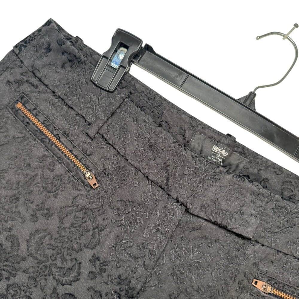Mossimo Women's Black Brocade Skinny Dressy Pants Zippers Vampire Gothic Size 12 - Picture 3 of 6
